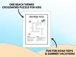 Crossword Puzzle For Kids With Beach
