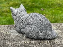 Grey Cat Statue Home And Garden Decor