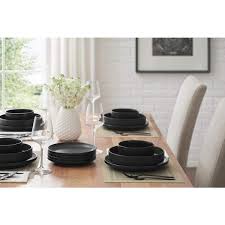 Matte Black Stoneware Dinnerware Set