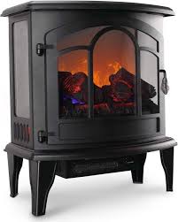 Della 17 Inch 1400w Compact Freestanding Portable Electric Fireplace Stove Heater With Realistic 3d Flame Effect Infrared Quartz Indoor Heat Faux Lo