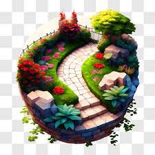 Garden Pathway With Fountain Png