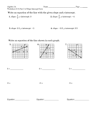 Slope Intercept Form Algebra 3