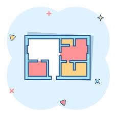 Vector Cartoon House Plan Icon