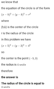 The Radius Of A Circle Whose Equation
