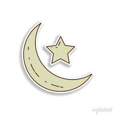 Crescent Moon And Star Sticker Icon