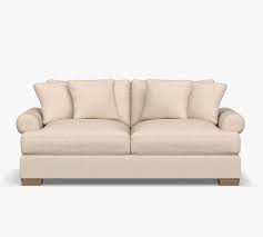 Sullivan Roll Arm Upholstered Deep Seat Grand Sofa 95 Down Blend Wrapped Cushions Performance Heathered Basketweave Alabaster White Pottery Barn