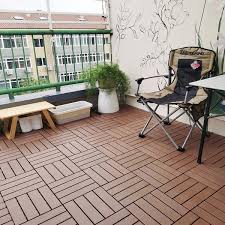 Gogexx 12 In W X 12 In L Outdoor Striped Pattern Square Plastic Pvc Interlocking Flooring Deck Tiles Pack Of 44 Tiles In Brown