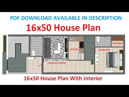 16x50 House Plan With Interior Pdf