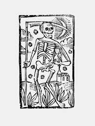 Skeleton Woodcut Print Graphic Polish