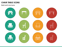 Chair Table Icons Powerpoint Template