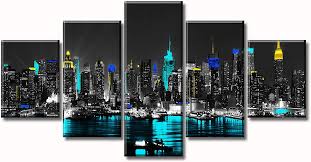 Teal Office Decor New York City Canvas