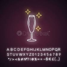 Empty Wine Glass Neon Light Icon