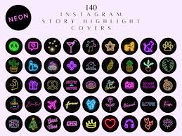 140 Insta Highlight Covers Black Neon