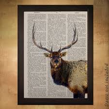 Elk Dictionary Art Print Stag Antlers
