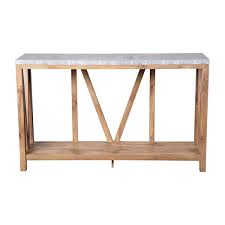 14 In Warm Oak Concrete Rectangle Engineered Wood Console Table