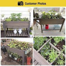 Aivituvin Raised Garden Bed With Large Storage Shelf Wooden Herb Planter Gut02 Brown M