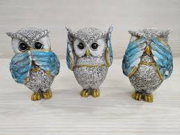 Vintage Owls Set Of 3 Figurines See