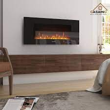 Casainc 42 In Black Toughened Wall Mounted Electric Fireplace Winter Home Decor