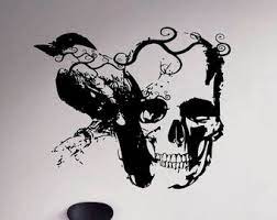Gothic Raven And Skull Wall Decal Vinyl