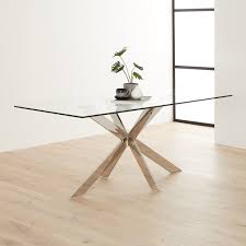 Geo Glass Dining Table With Chrome Legs