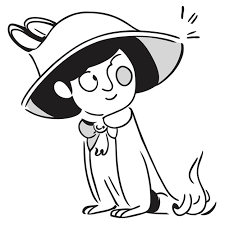 Cute Cat Drawing With Witches Hat Hand
