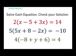 Solve Each Equation Check Your