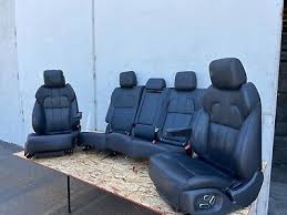 Front Rear Seat Seats Leather Black Set