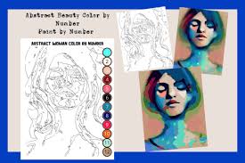 Blue Abstract Women Color By Number