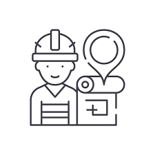 House Plan Line Icon Concept Engineer