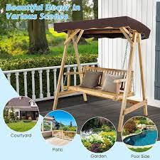 Wood Patio Swing Bench Chair