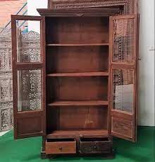 Antique Glass Door Cabinet Showcase At