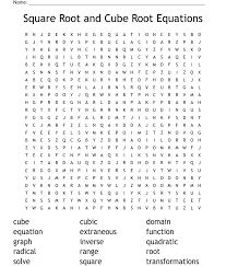 Cube Root Equations Word Search