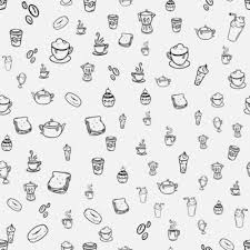 Cafe Seamless Pattern Hand Drawn Tea