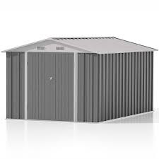8 Ft W X 12 Ft D Gray Metal Storage Shed 96 Sq Ft In Gray