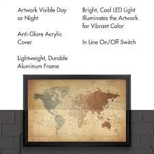 Led Light Map Wall Art