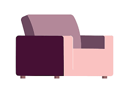 Flat Purple Sofa Icon With Long Shadow