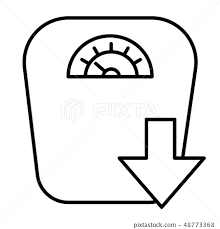 Floor Scales And Arrow Down Thin Line