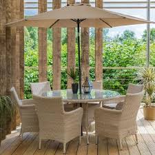 Monaco Sand 6 Seat Dining Set With Lazy