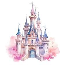 Cute Watercolor Princess Castle