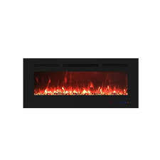 42 In Built In And Wall Mounted Electric Fireplace In Black