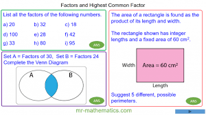 Highest Common Factors Mr Mathematics Com
