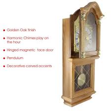 Bedford Clock Collection Classic 26 Golden Oak Chiming Wall Clock With Swinging