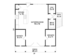 Pool House Plan With Two Baths