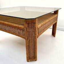 Mid Century Rattan Coffee Table With