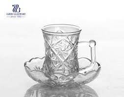 Glass Cup Set With Saucer For Tea