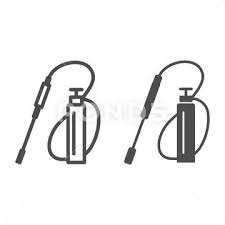 Garden Sprayer Line And Solid Icon