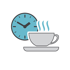 Coffee Time Icon Grey And Blue On White