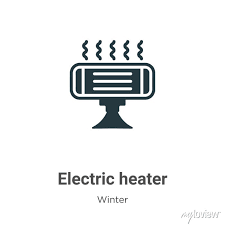 Electric Heater Glyph Icon Vector On