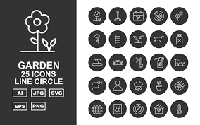 25 Premium Garden Line Circle Icon Set
