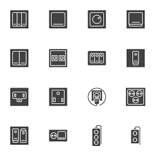 Plug And Socket Types Vector Icons Set